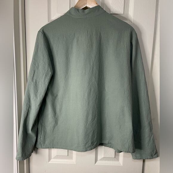 Women’s Green Asian style Button Up Hemp Blend Jacket size large - Picture 5 of 5